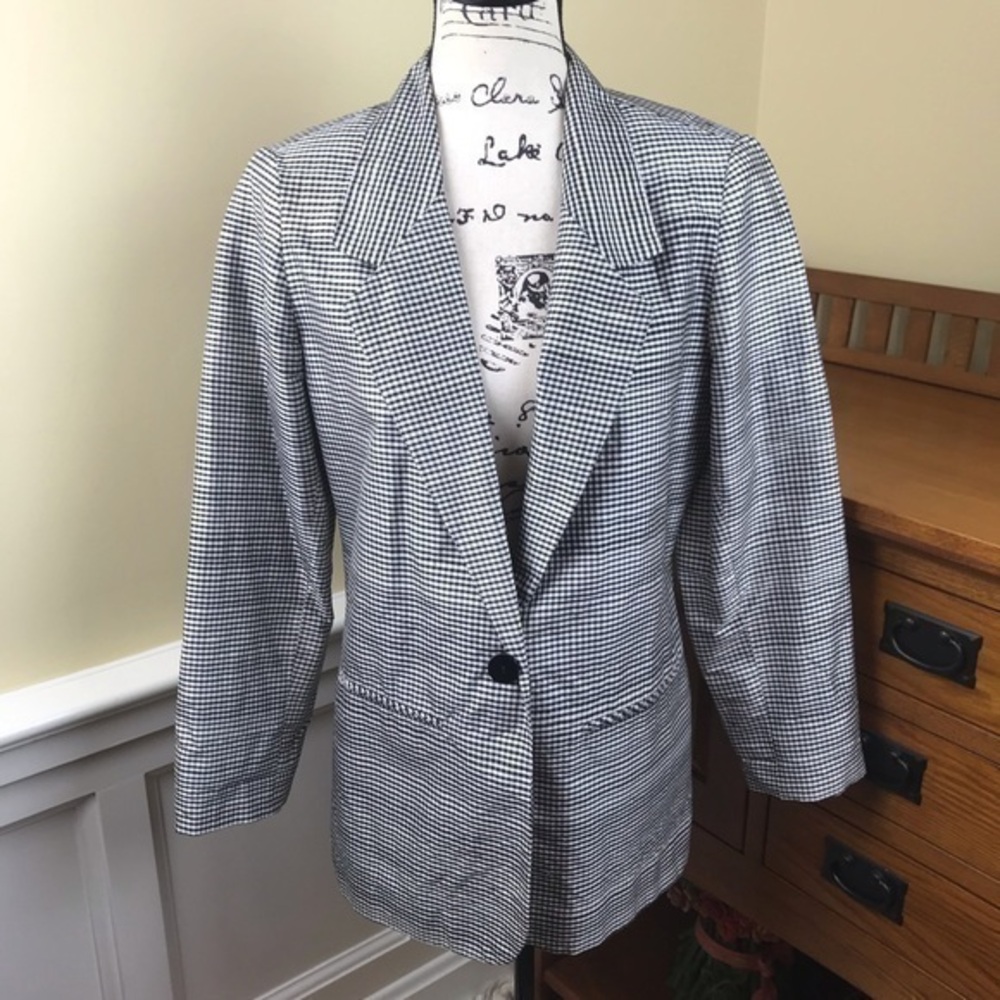 Mark Alan Silk Lined Houndstooth Jacket Blazer